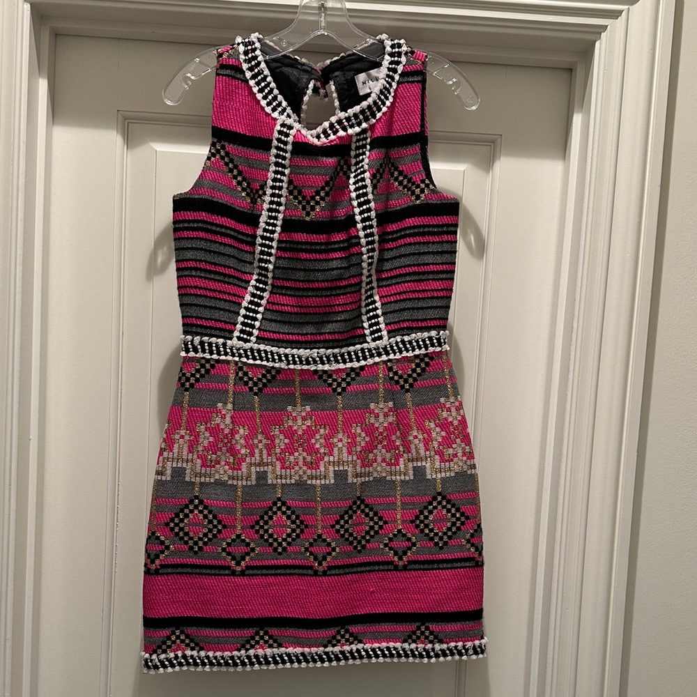 Milly Pink and Black Geometric Mini Dress